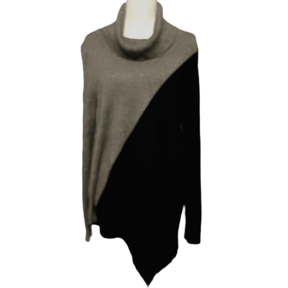 Calvin Klein Sweater Heather Gray & Black Size‎ Medium Cowl Neck Asymmetrical